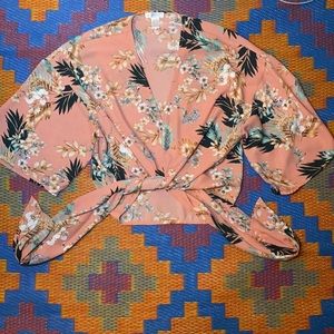 Pink Peach floral design woman’s medium blouse.